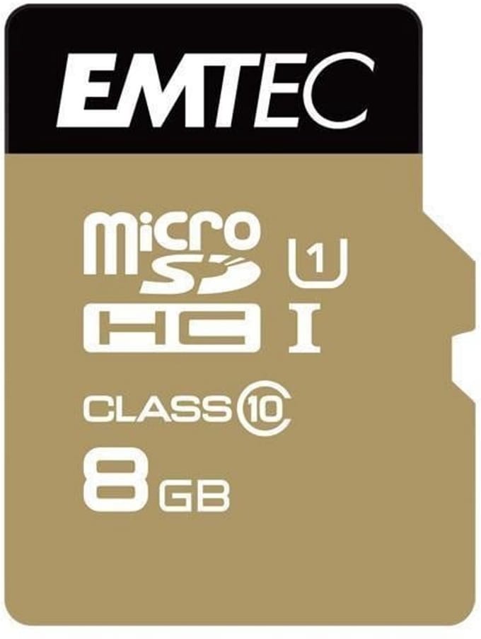 Emtec II Lite Gold+ Memory micro SDHC - 8 GB - Inclusief Adapter - SD kaart - Class 10 - Goud