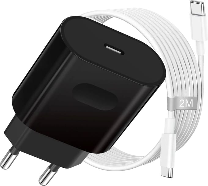 30w usb C Adapter Set 2 Meter - Snellader S26/S25/S24/S23/S22/S21/S20/S10/A56/A16/A17/A56/A57 - Oplader usb C - Usb-C naar usb-C