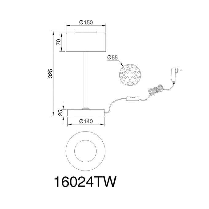 Globo Belinda LED tafellamp, wit, hoogte 33 cm, metaal