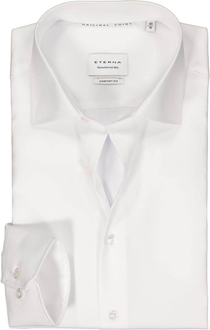 ETERNA comfort fit overhemd - popeline - wit - Strijkvrij - Boordmaat: 39 (EU maat: M)