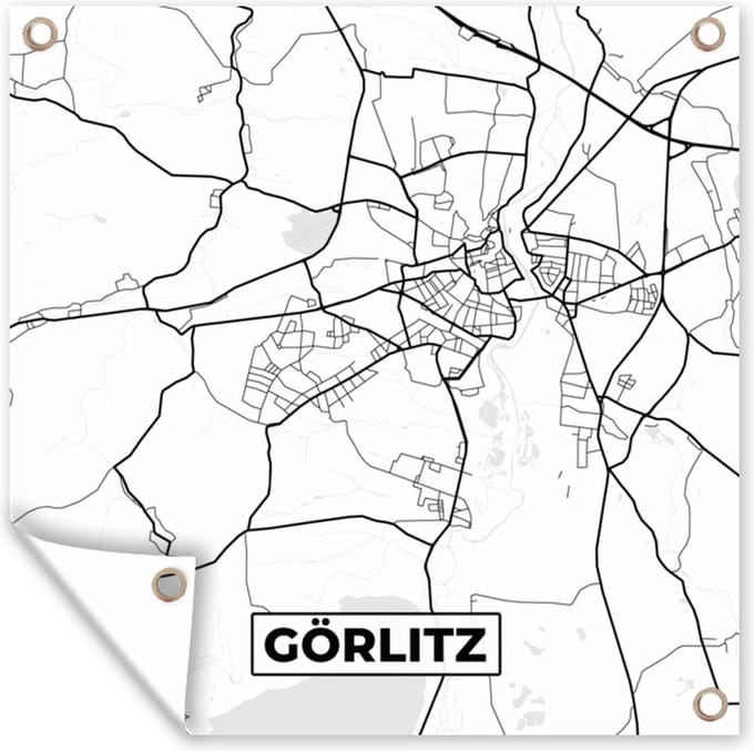 Tuindoek Plattegrond - Görlitz - Kaart - Stadskaart - 100x100 cm