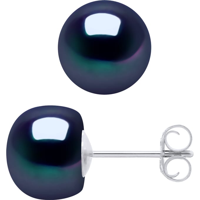 Stud Earrings Gekweekte parels Zoetwater 89mm White Gold Black