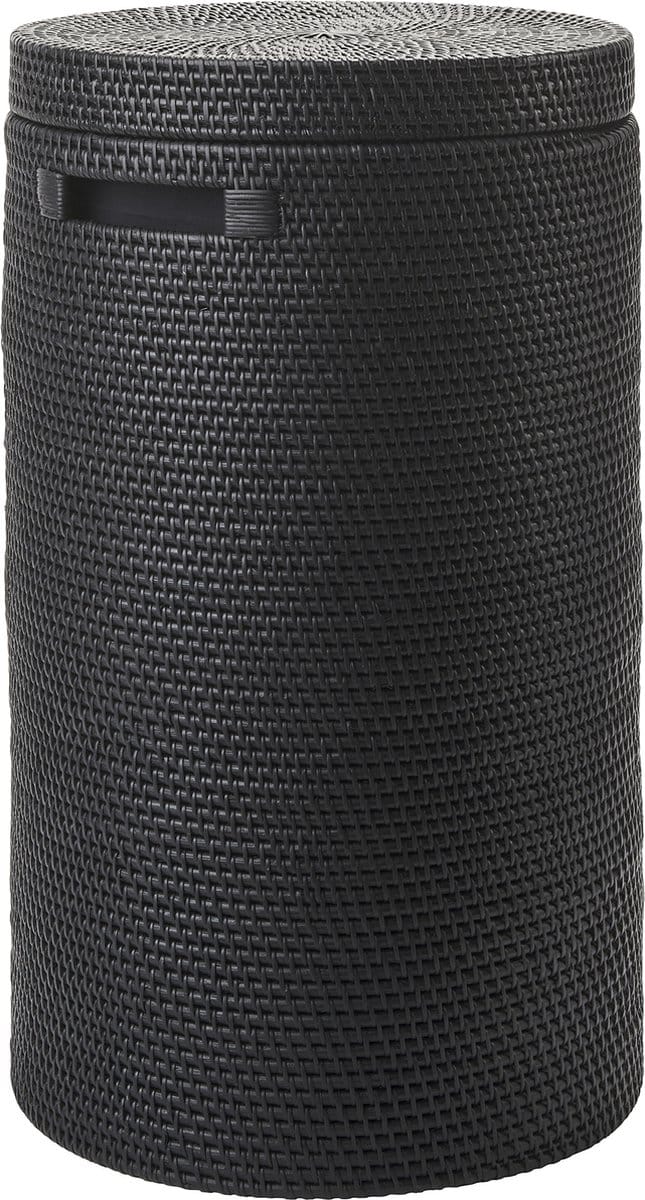 Cino Wasmand Met Deksel Black | Zwart | Rotan