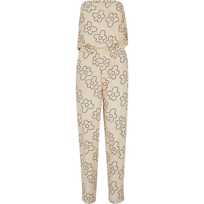 Urban Classics - Viscose Bandeau Jumpsuit - M - Creme/Zwart