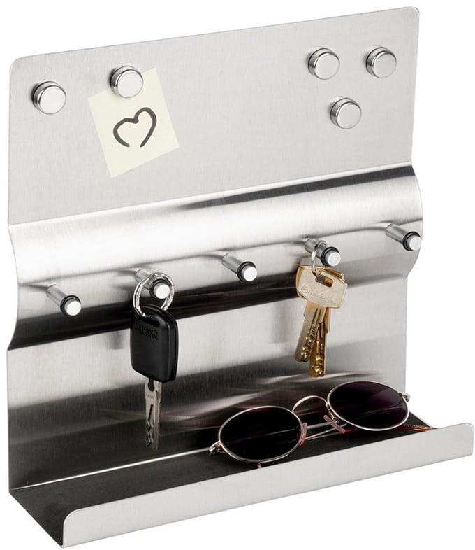 VILDE - Sleutelrek met Plank - Roestvrij Staal - 24x7,5x24 cm