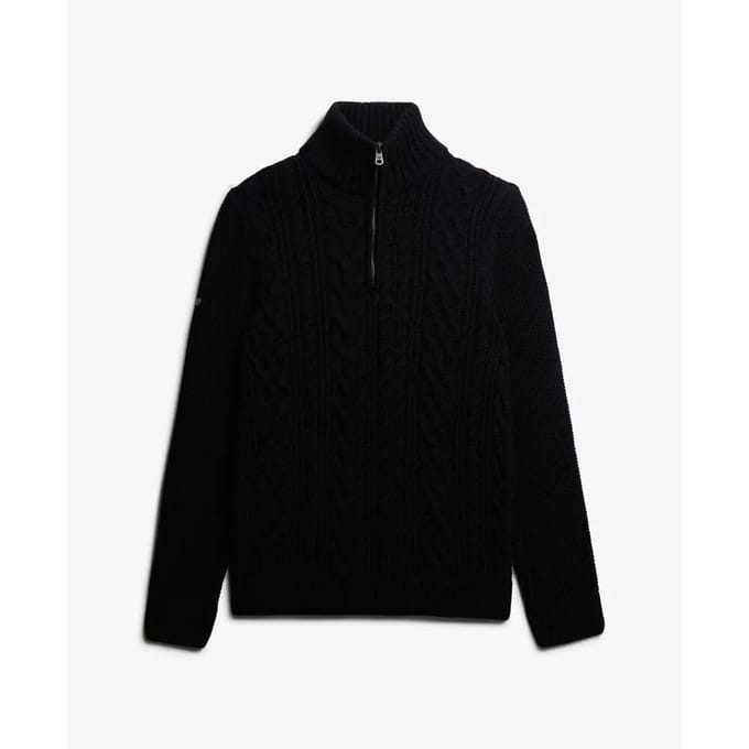 Superdry Half Zip Pullover Jacob Cable Navy - Maat M - Heren - Schipperstrui