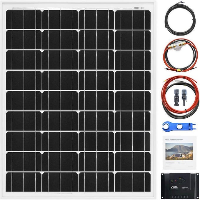 Zonnepaneel Set Compleet 50 Watt voor Camper, Boot, Caravan, Tent etc. 12V