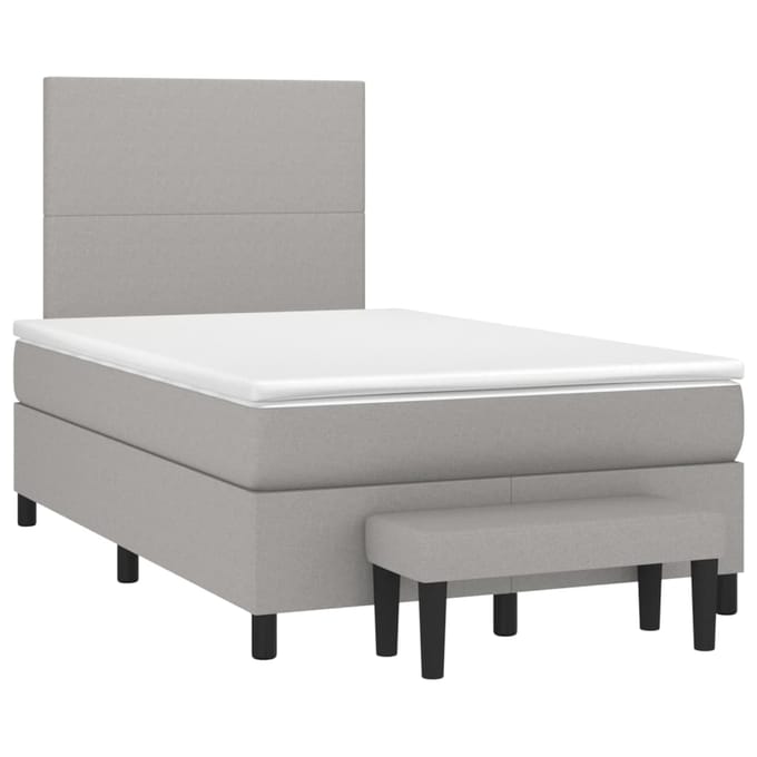 vidaXL - Boxspring - met - matras - stof - lichtgrijs - 120x200 - cm