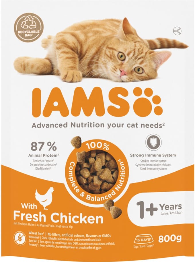 5x Iams Kat Adult Kip 800 gr