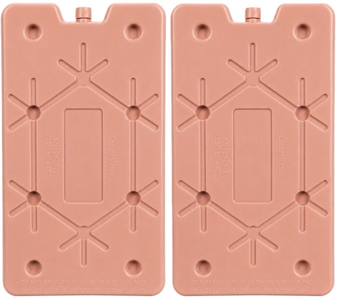 Excellent Houseware Koelelement Ice Pack - 2x - oudroze - polyethyleen - 350 gr - 24 x 14 x 1.5 cm