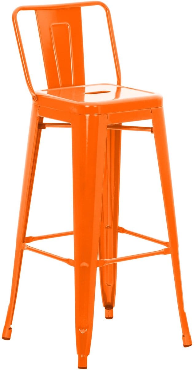 CLP Mason Barkruk - Met rugleuning - Voetsteun - Metaal - oranje/natura