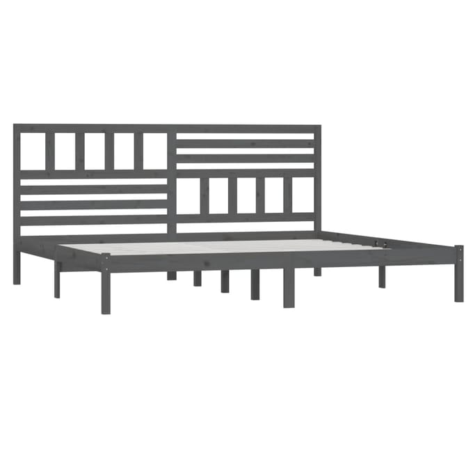 vidaXL - Bedframe - massief - grenenhout - grijs - 200x200 - cm