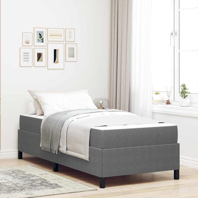 vidaXL - Bedframe - met - matras - Lichtgrijs - 90 - x - 190 - cm - Stof