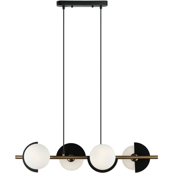Viokef Darcy hanglamp, zwart/brons, 4-lamps