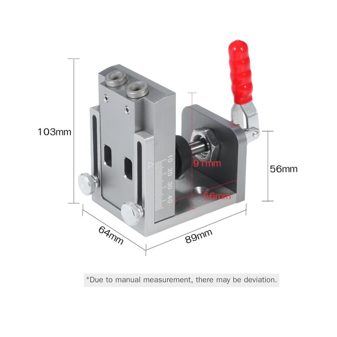 Set met geleidingsmallen voor het lokaliseren van zakgaten, gemaakt van aluminiumlegering, voor het boren van schuine gaten onder een hoek van 15 graden. grijs