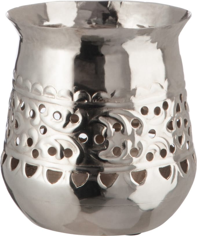 J-Line windlicht Oosters Rond - ijzer - zilver - small