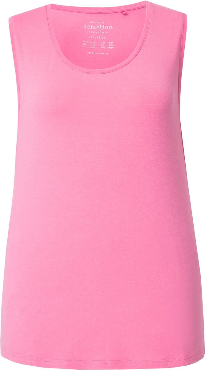 Ulla Popken - Dames - top stretch zijsplitten crêpe kwaliteit selection - Roze - Maat 58+