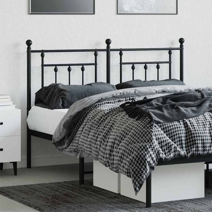 vidaXL - Vervangend - hoofdbord - 140 - cm - metaal - zwart