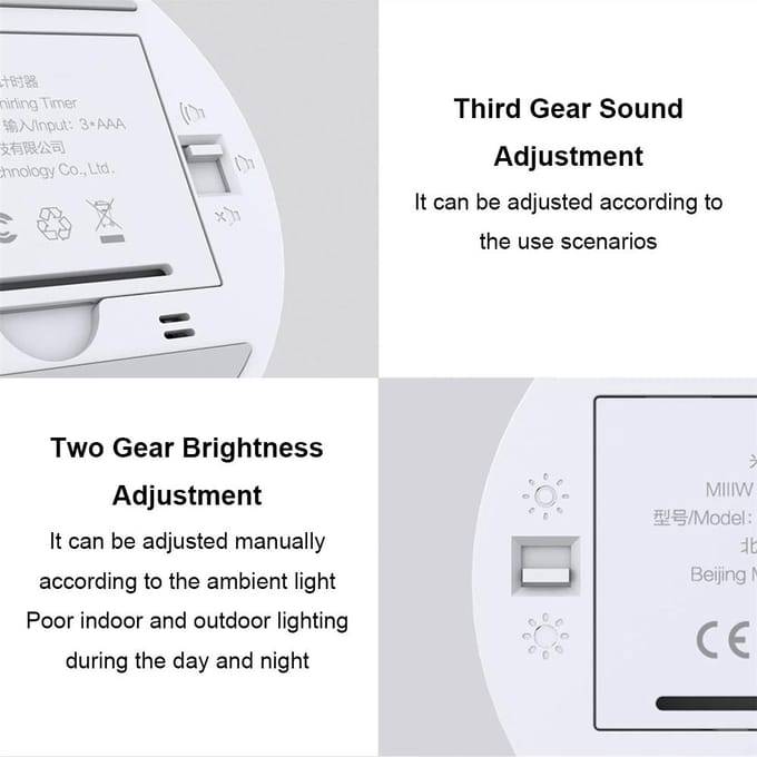 XIAOMI Miiiw Roterende timer Helderheid Verstelbare magnetische LED Digitale display Draagbare eenvoudige keukenkookwekker wit