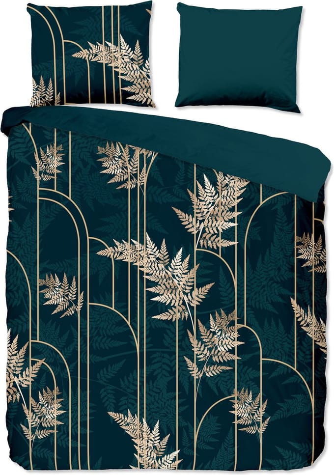 Pure dekbedovertrek gouden bladeren - 1 persoons 140x200/220 cm - Groen - Microvezel
