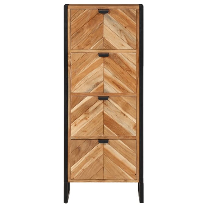 vidaXL - Badkamerkast - 40x30x100 - cm - massief - acaciahout - en - ijzer