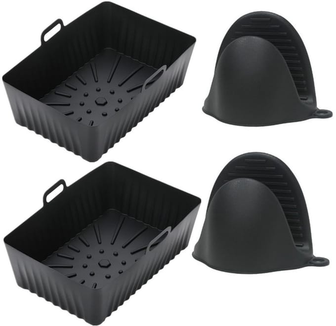 2-pack Airfryercontainer met ovenwanten Silicone