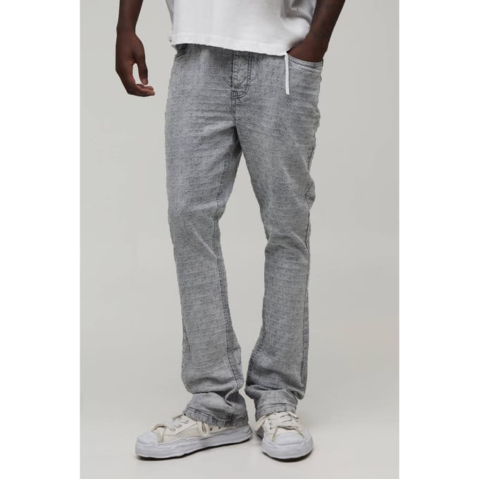 Gelaagde Skinny Uitlopende Distressed Jeans | Grey | Size 28