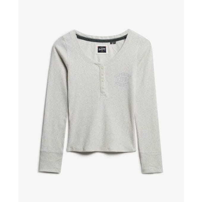 Dames T-shirt met lange mouwen en knopen Superdry Athletic