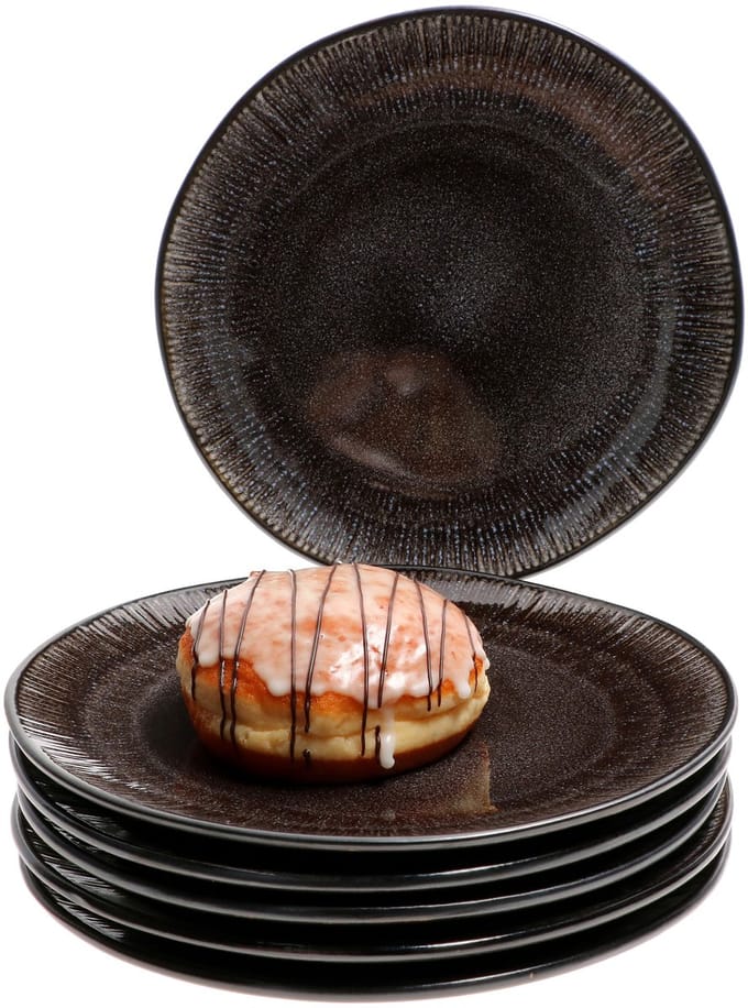 Set van 6 dessert- en gebaksbordjes Zakynthos Reactive Glaze Black - 24321870
