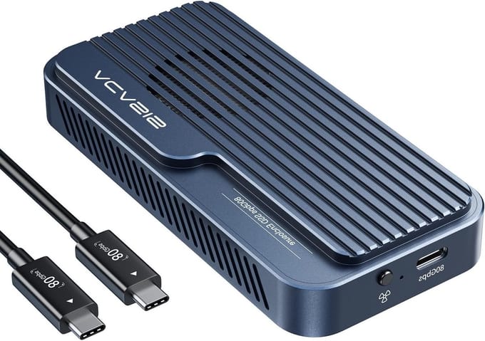 80Gbps M.2 NVMe SSD Behuizing met Koelventilator, Compatibel met Thunderbolt 5/USB4 en Snelle Gegevensoverdracht
