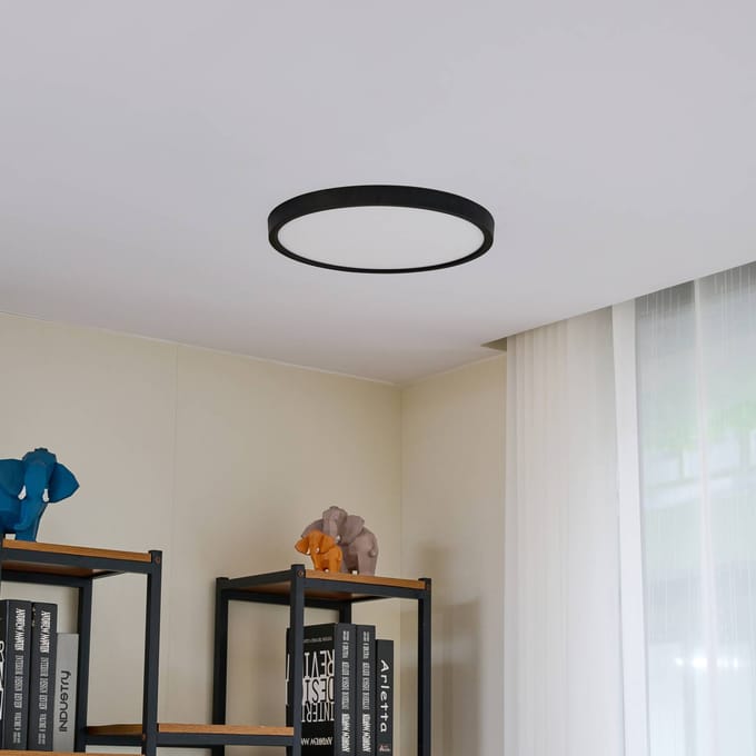 Lindby LED plafondlamp Pravin, Ø 40 cm, CCT, zwart