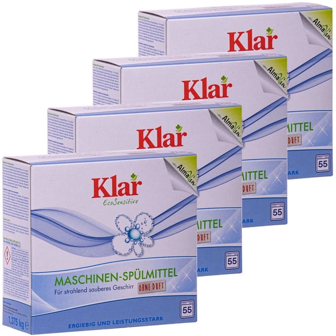 Vaatwasmiddel, afwasmiddel machine, 4 x 1,375 kg, machinereiniger vaatwasser zonder parfum