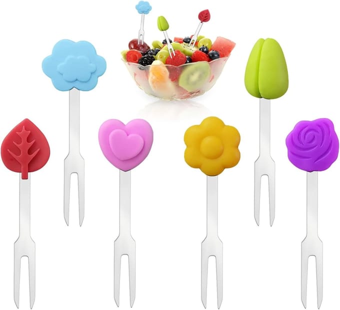 SolidKeus - Set van 6 RVS Mini Fruitvorkjes voor Kinderen