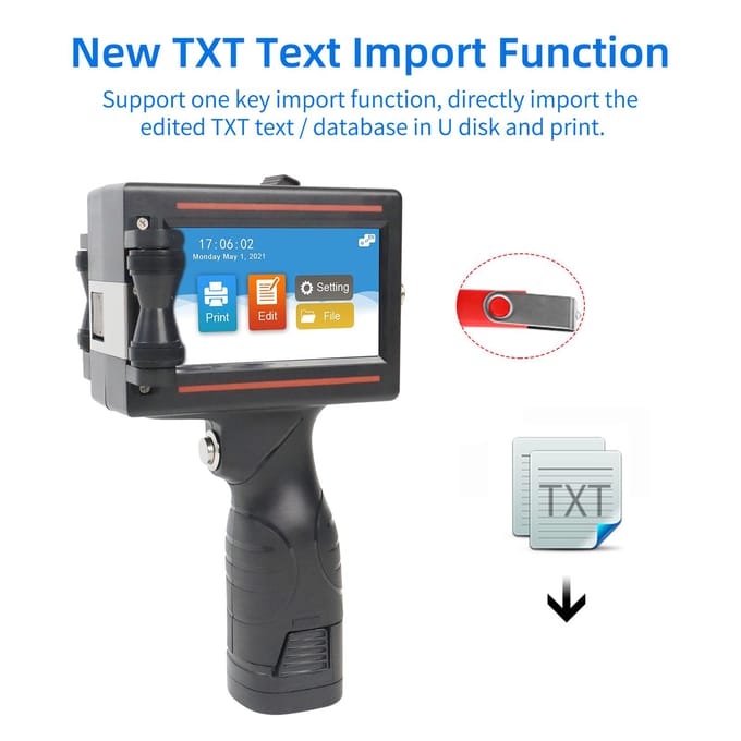 Handheld Printer Draagbare Inkjetprinter High Definition Inkjet Code Printer met 4,3 inch LED AU Plug zwart