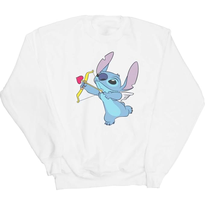 Disney Meisjes Lilo en Stitch Cupido Valentijn Sweatshirt (Wit)