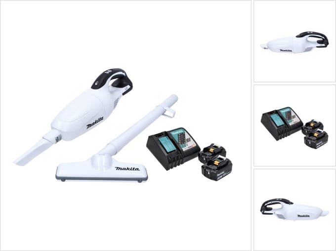 Makita DCL 181 FRFW accu stofzuiger 18 V wit + 2x accu 3.0 Ah + lader