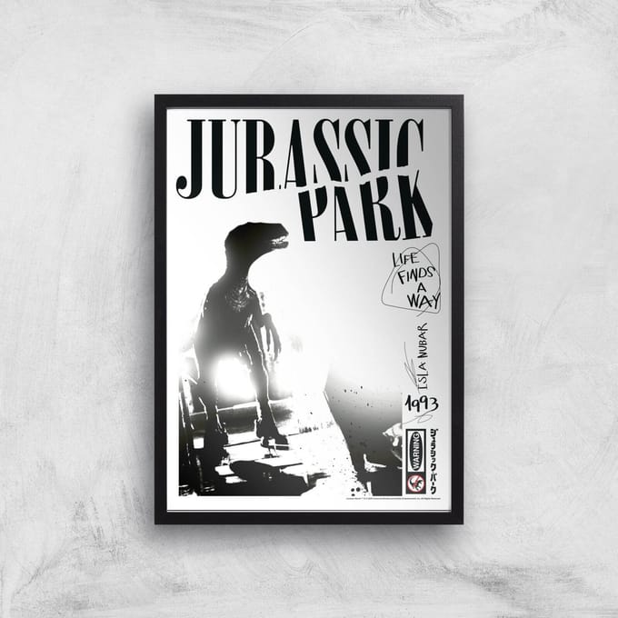 Jurassic Park Life Finds A Way Giclee Art Print - A3 - Black Frame