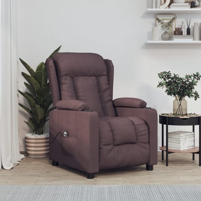 vidaXL - Fauteuil - verstelbaar - elektrisch - stof - donkerbruin