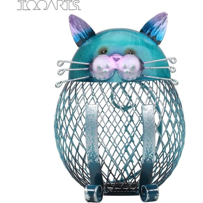 TOOARTS Kattenmuntendoos Spaarpot Dierenornament Handwerk blue