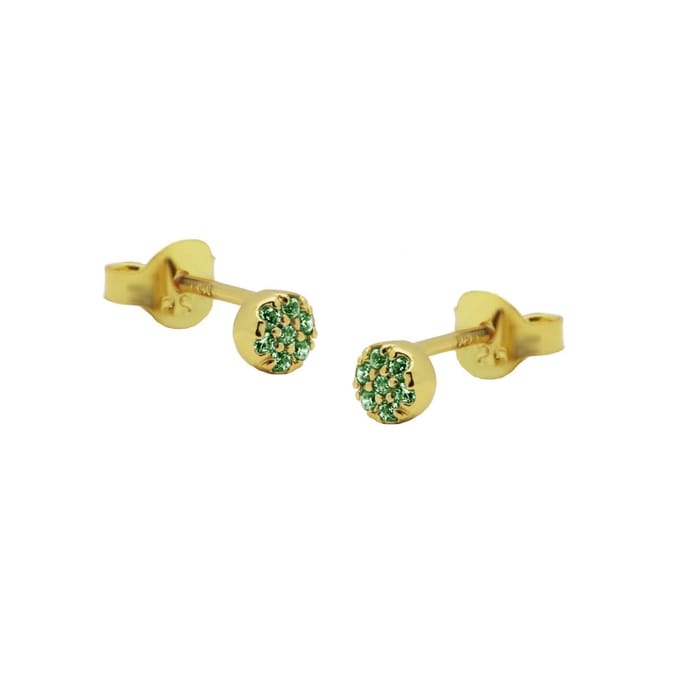 Karma Oorbellen Zirconia Emerald Green Disc | Goud