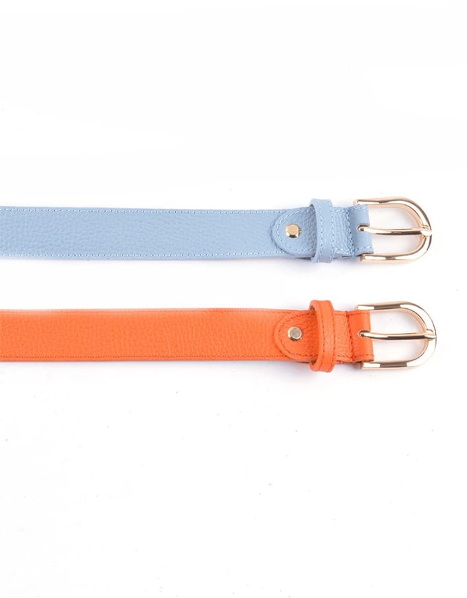 Giuliano Lederen riem - Made in Italy - Leer - Licht blauw