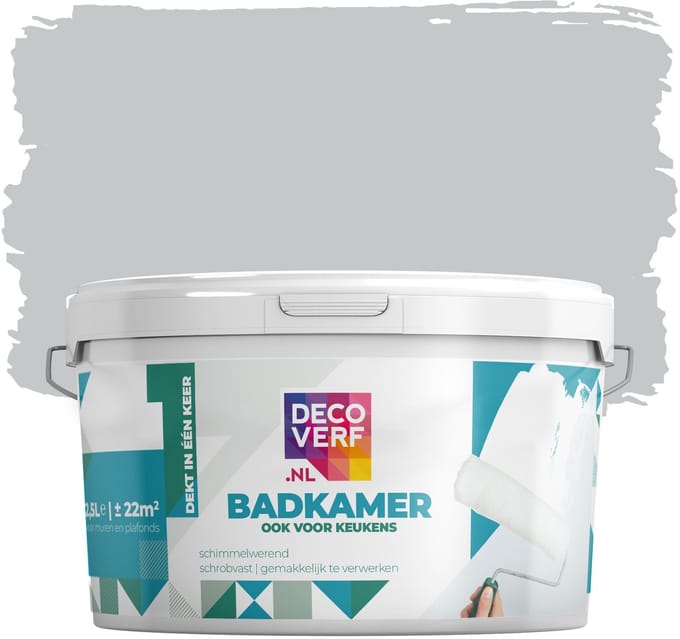 Decoverf badkamer verf kiezelgrijs, 2.5L