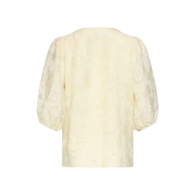 Smashed Lemon Top met jacquard bloemenprint en v-hals |