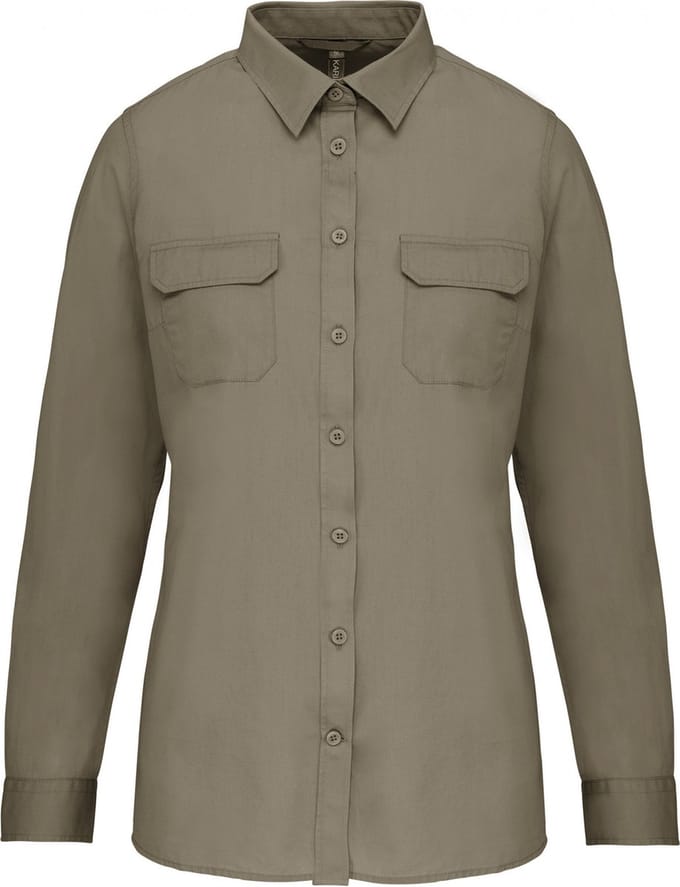 Kariban Damesoverhemd safari lange mouwen K591 - Light khaki - M