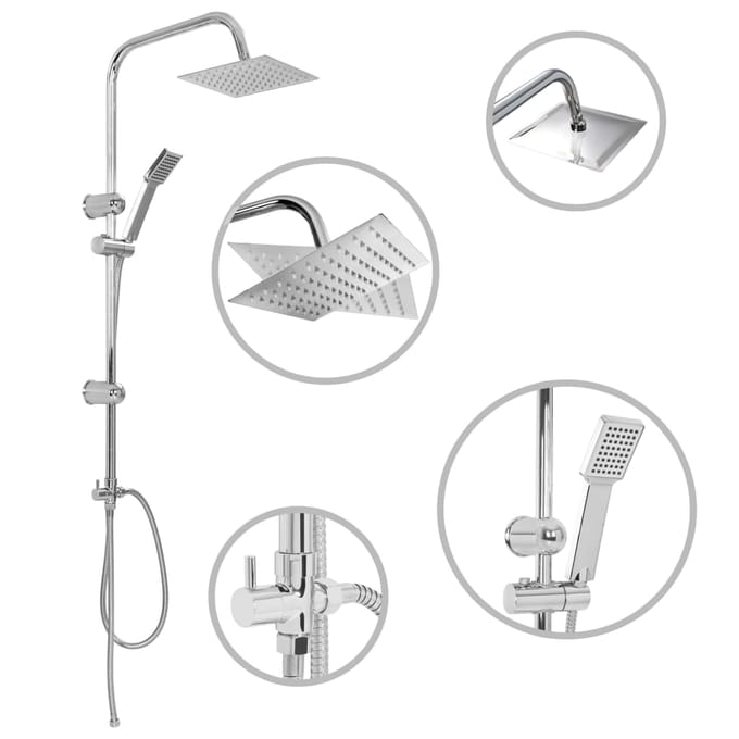 Ensemble de douche double pommeau avec pommeau de douche à main en acier inoxydable