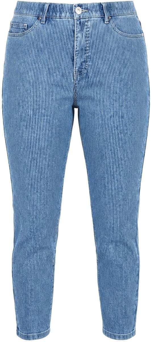 Studio Untold - Dames - Mom jeans Mom Shape 5-pocket strepen - Blauw denim - Maat 44
