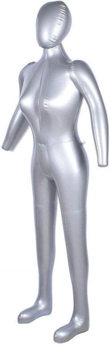 Opblaasbaar Pasmodel - Kleding Display - Etalage Presentatie - Vrouwelijk Model - 165 cm Hoog - Zilver