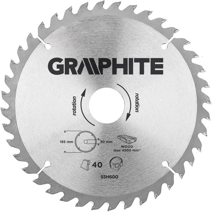 GRAPHITE Cirkelzaagblad 185 mm, 40 tands, Hout