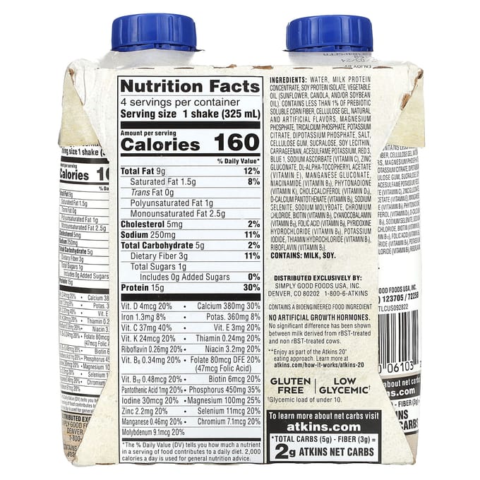 Atkins | Protein Shake | Strawberry | 4 Stuks | 4 x 325ml