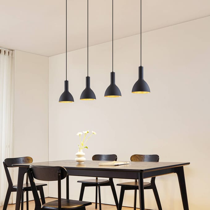 Arcchio - hanglamp - 4lichts - Staal - H: 26 cm - E27 - zwart, goud